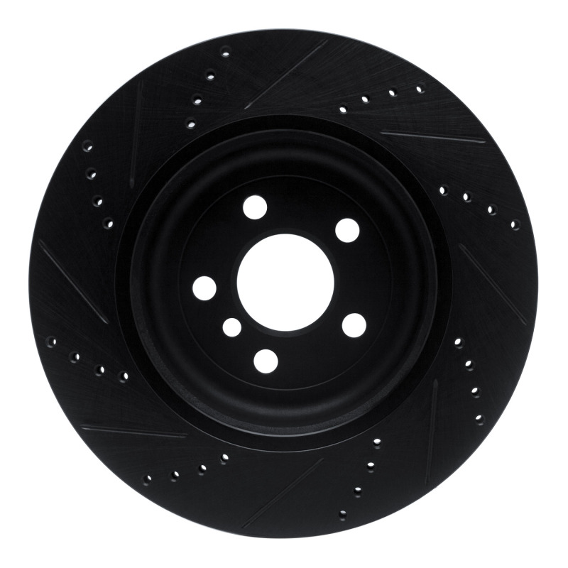 BMW 530I Brake Rotor (1) - Left Rear - R1 Concepts - Drilled & Slotted - Black - `17-`25